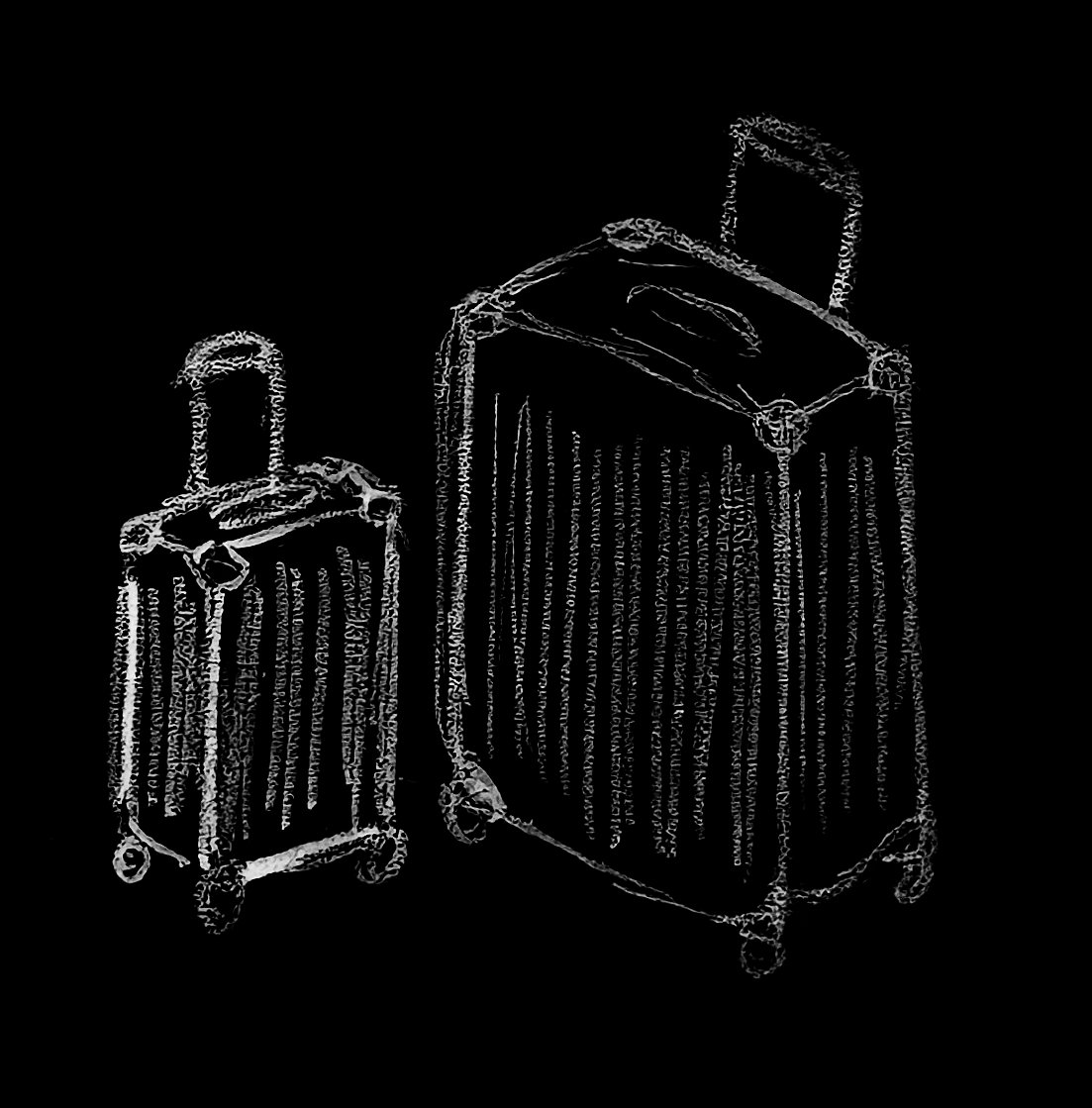 A scribble of two suitcases.